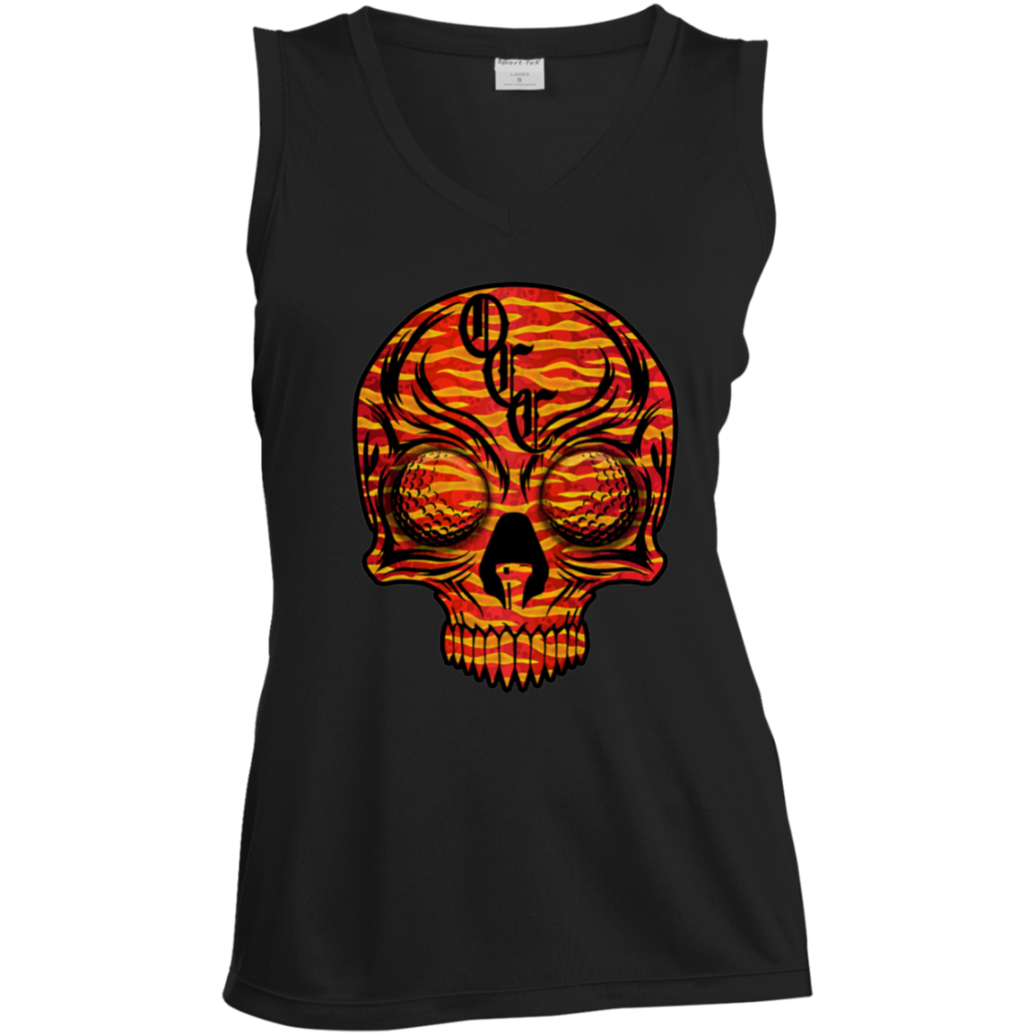 OCC SKULL 1 RED LST352 Ladies' Sleeveless V-Neck Performance Tee