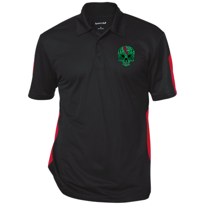 OCC SKULL 1 GRN ST695 Performance Textured Three-Button Polo