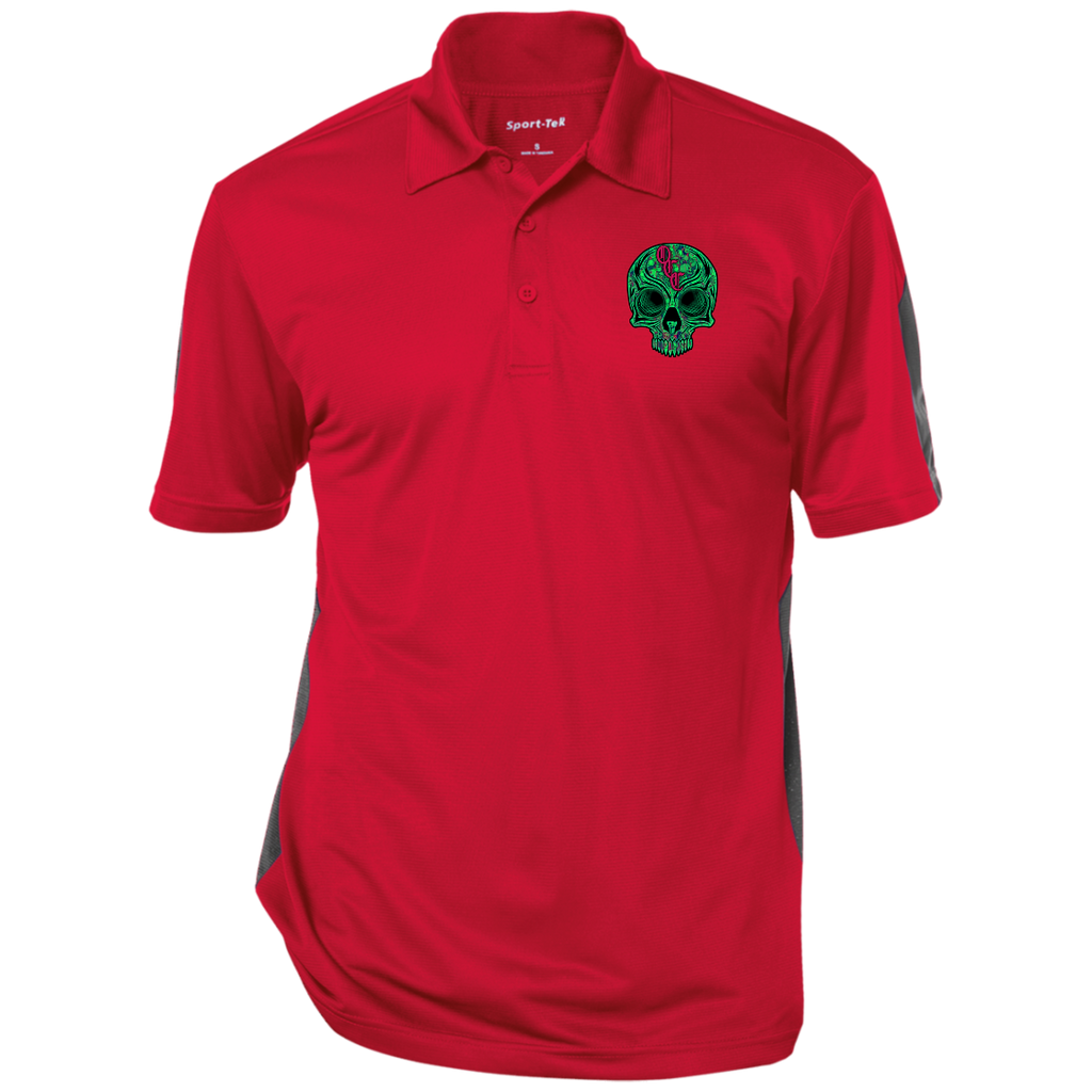 OCC SKULL 1 GRN ST695 Performance Textured Three-Button Polo