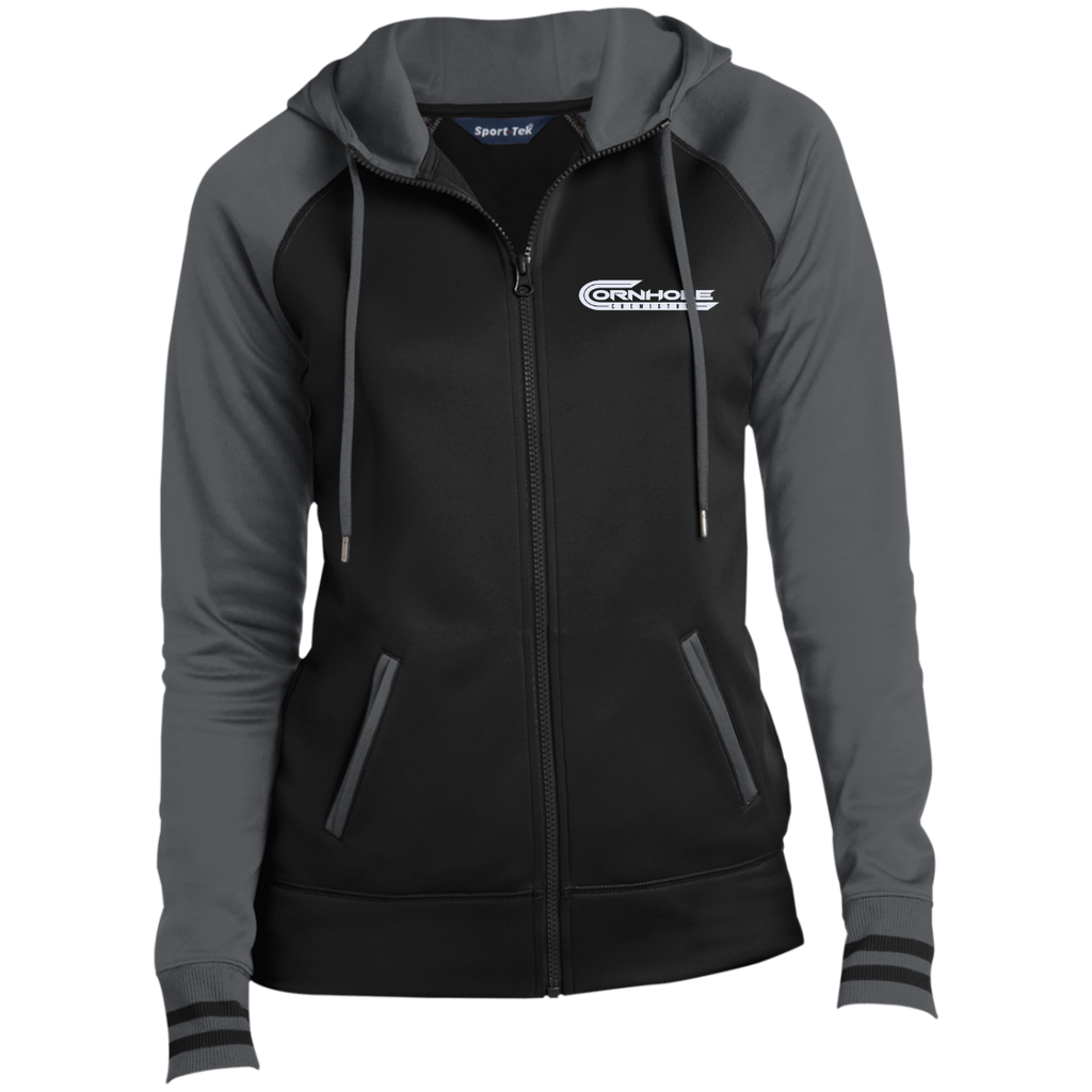 Cornhole Chemistry-Ladies' Moisture Wick Hooded Jacket