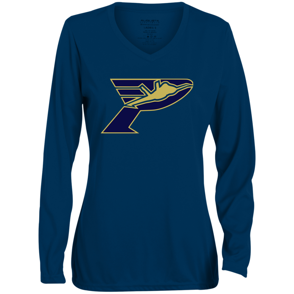 Pima Pilots-Ladies' Moisture-Wicking Long Sleeve V-Neck Tee