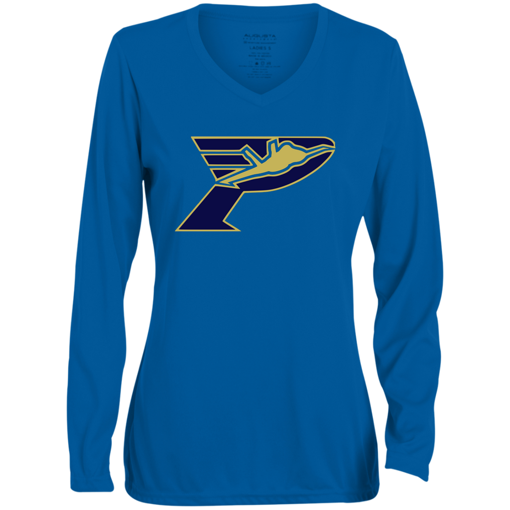 Pima Pilots-Ladies' Moisture-Wicking Long Sleeve V-Neck Tee