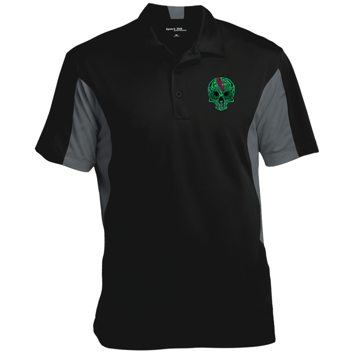 OCC SKULL 1 GRN ST655 Men's Colorblock Performance Polo