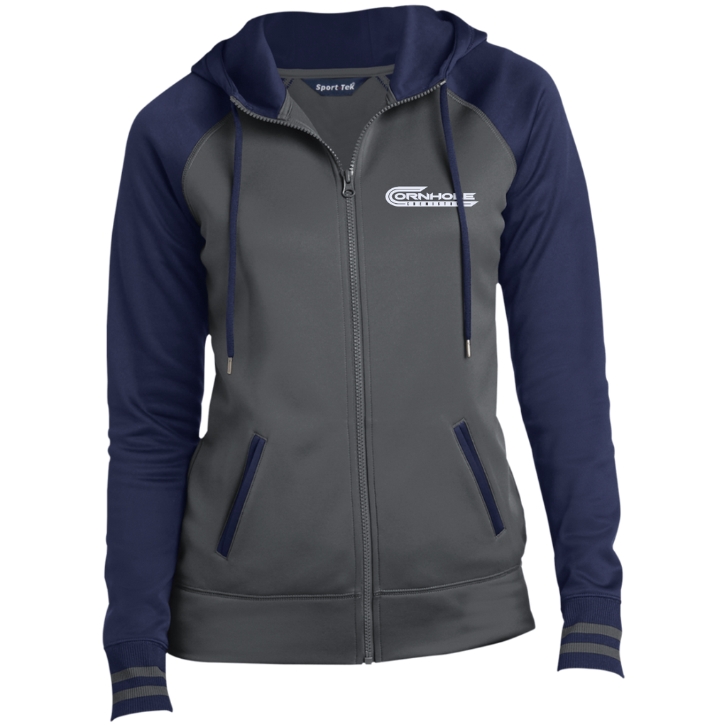 Cornhole Chemistry-Ladies' Moisture Wick Hooded Jacket
