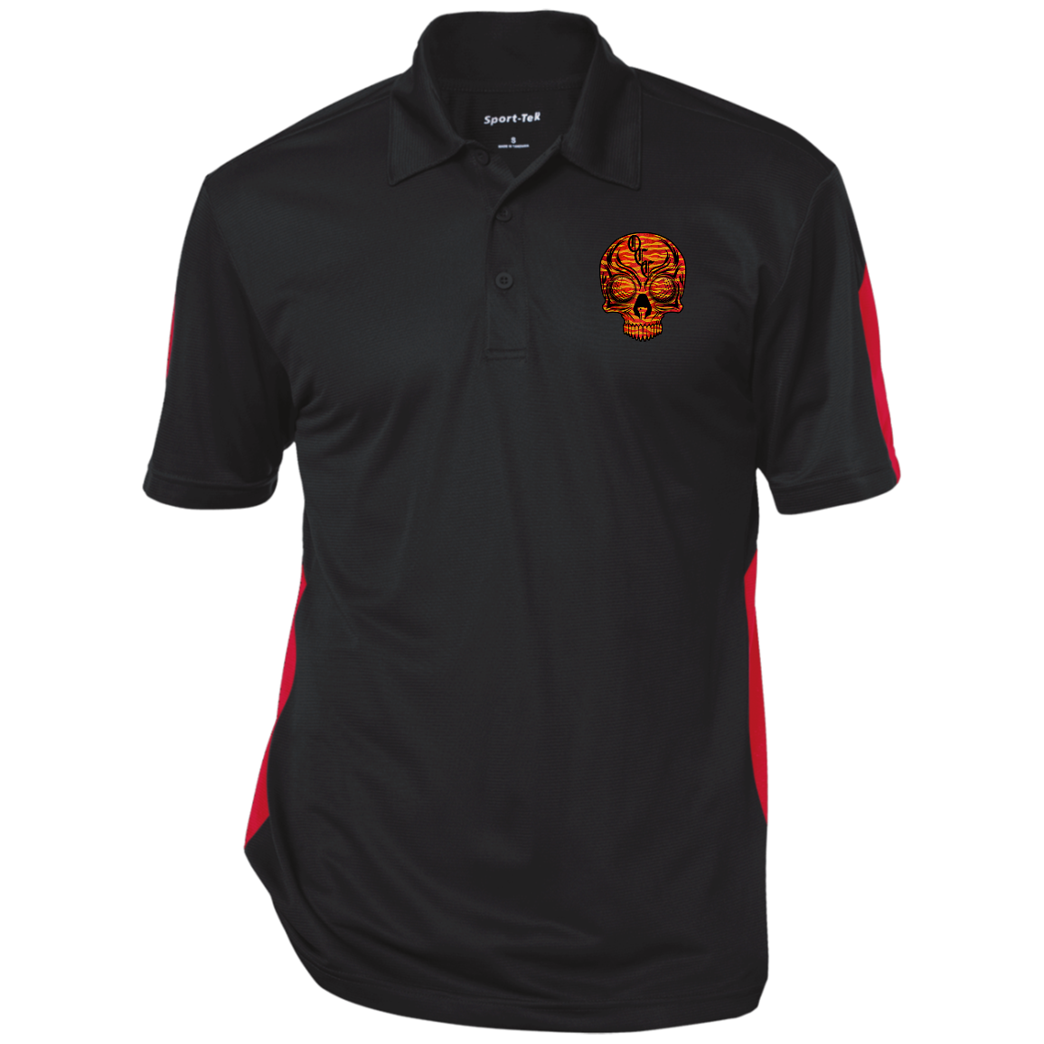 OCC SKULL 1 RED ST695 Performance Textured Three-Button Polo