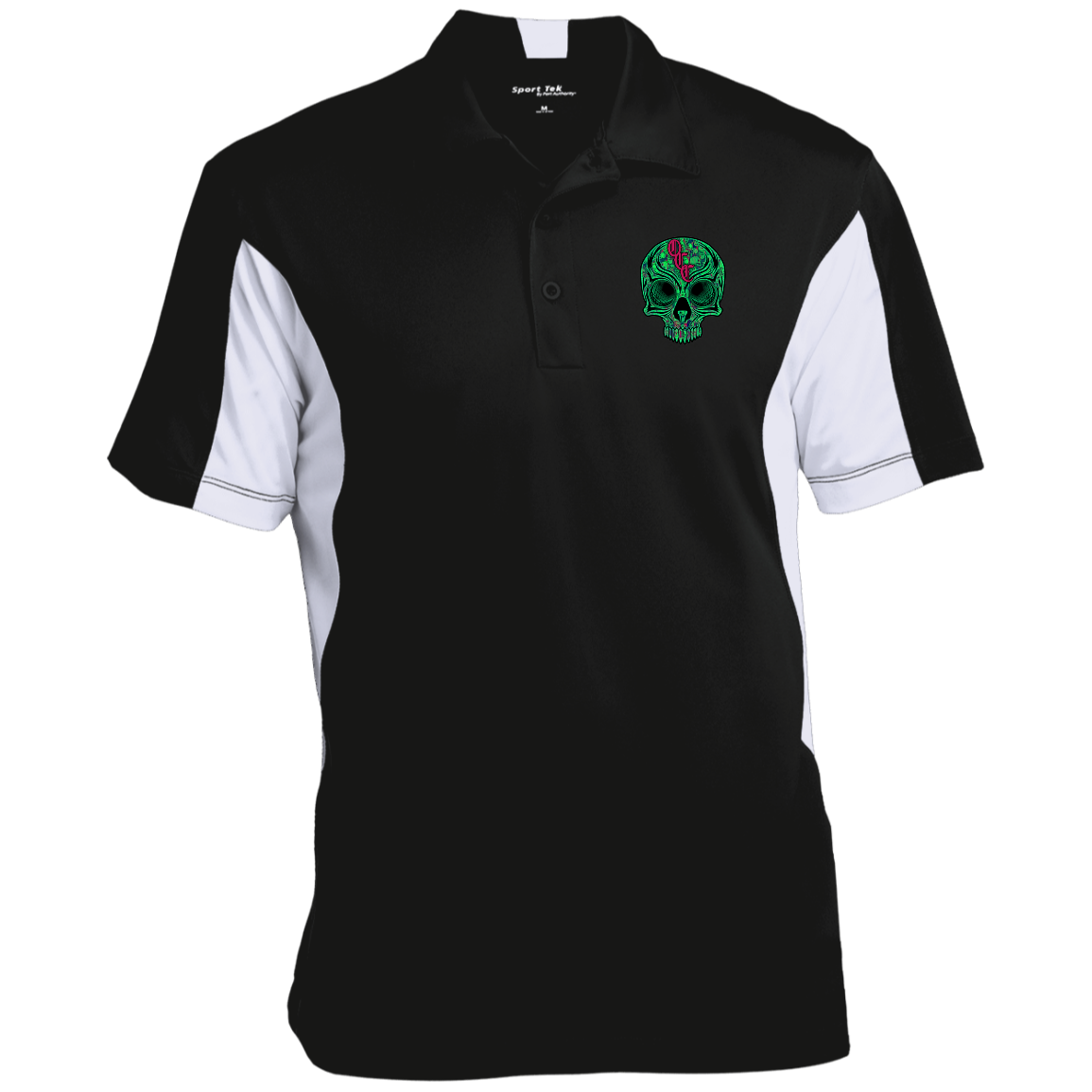 OCC SKULL 1 GRN ST655 Men's Colorblock Performance Polo