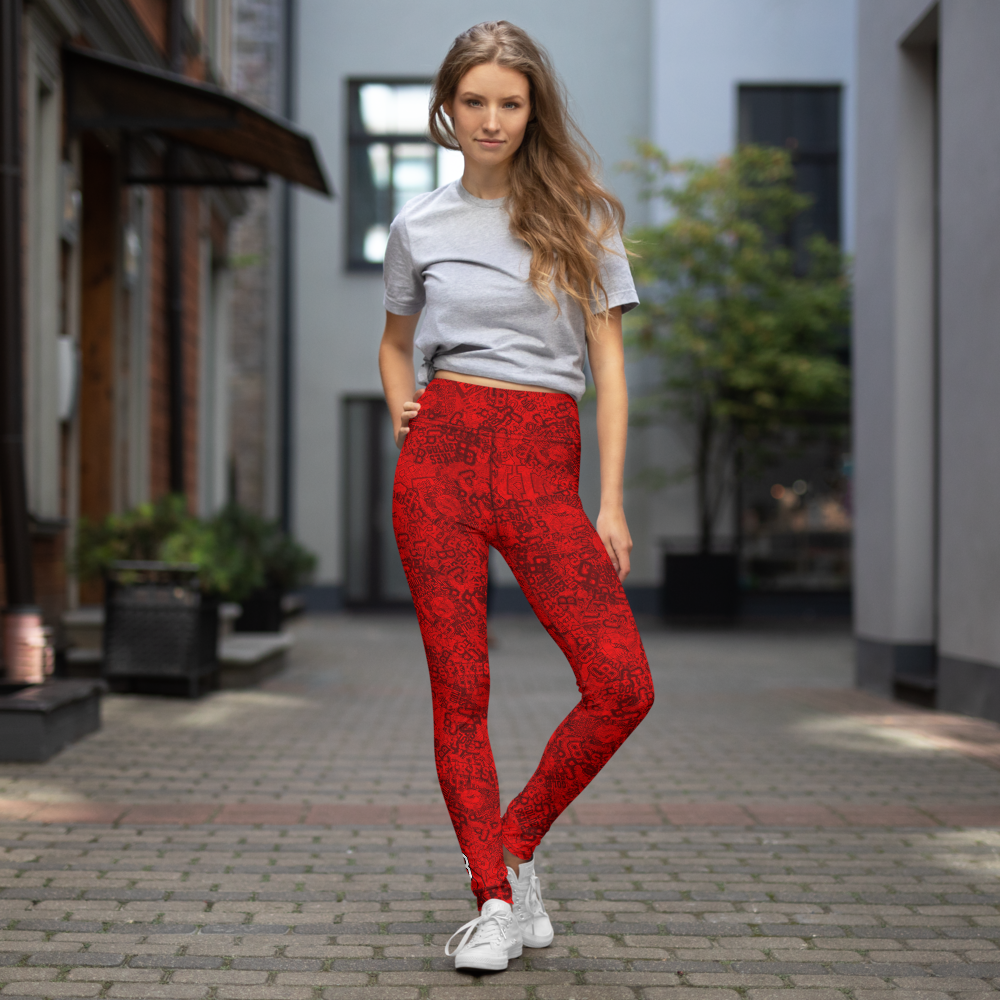 Spikes-Yoga Leggings RED1