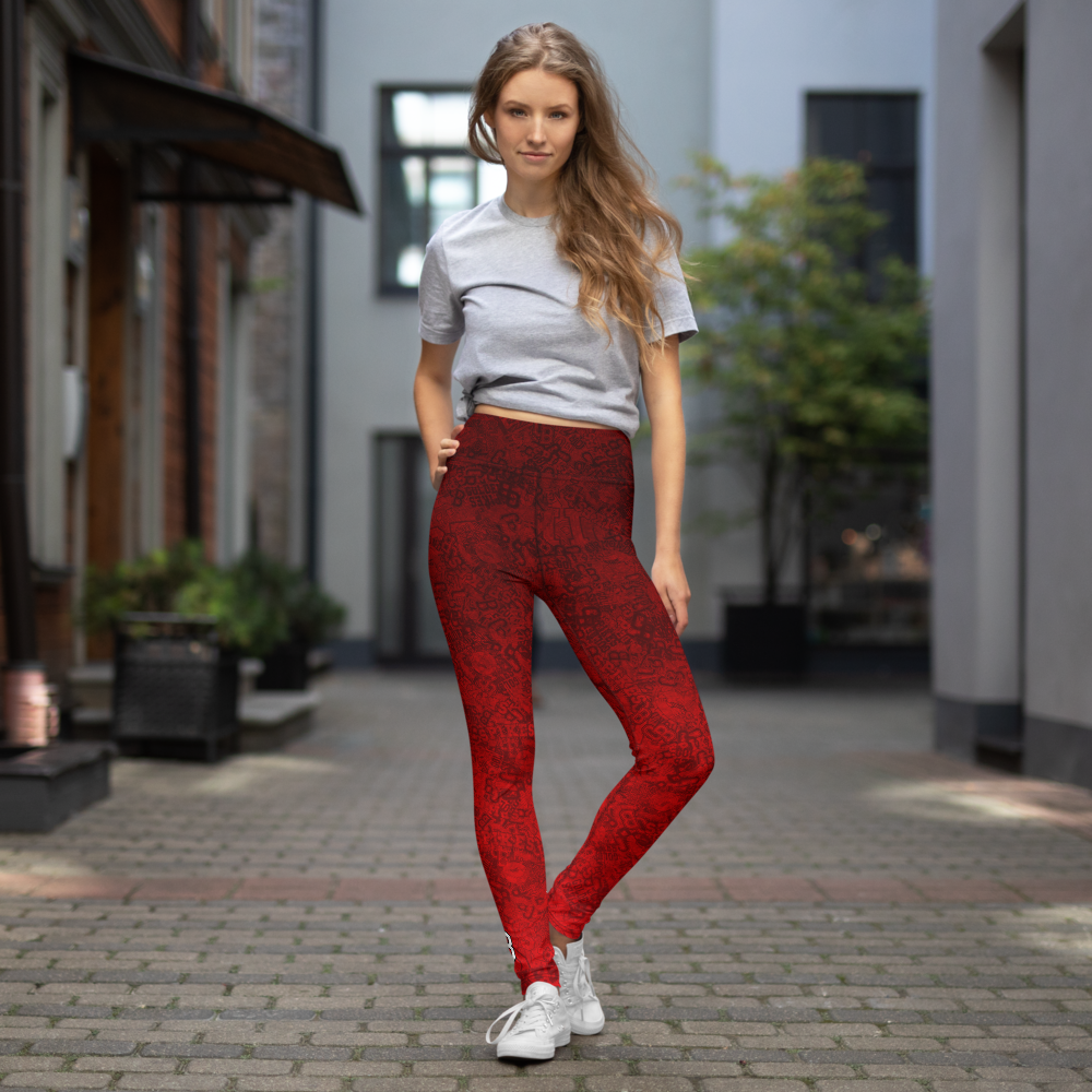 Spikes-Yoga Leggings RED2
