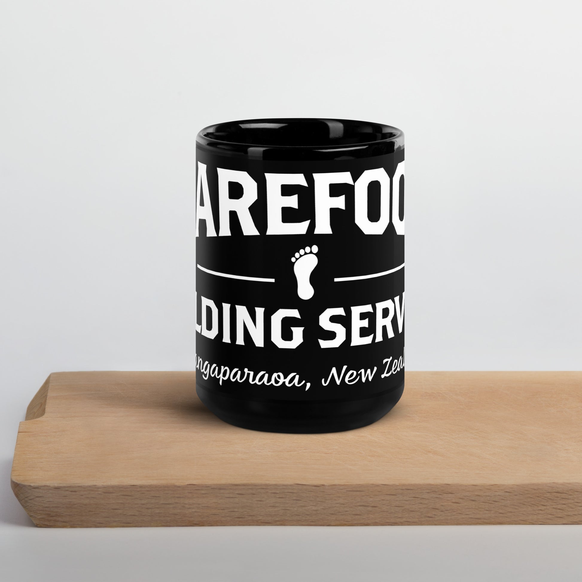 Barefoot Building-Black Glossy Mug