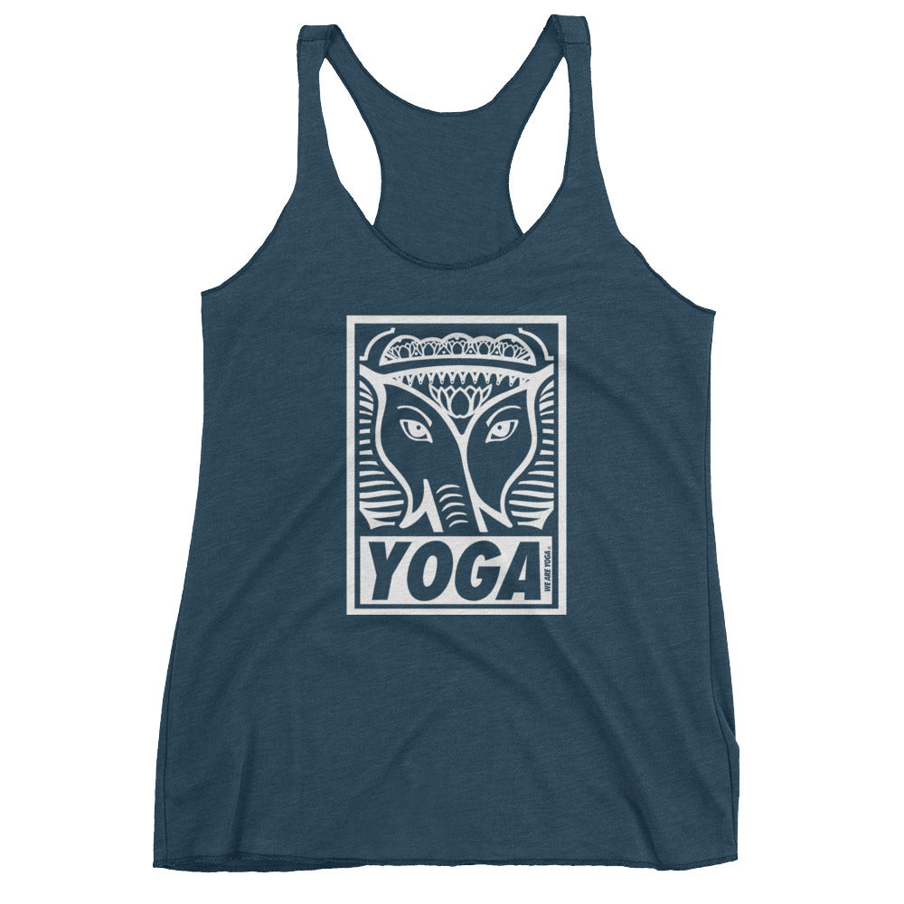 Classic Yoga Stamp Racerback Tank-White