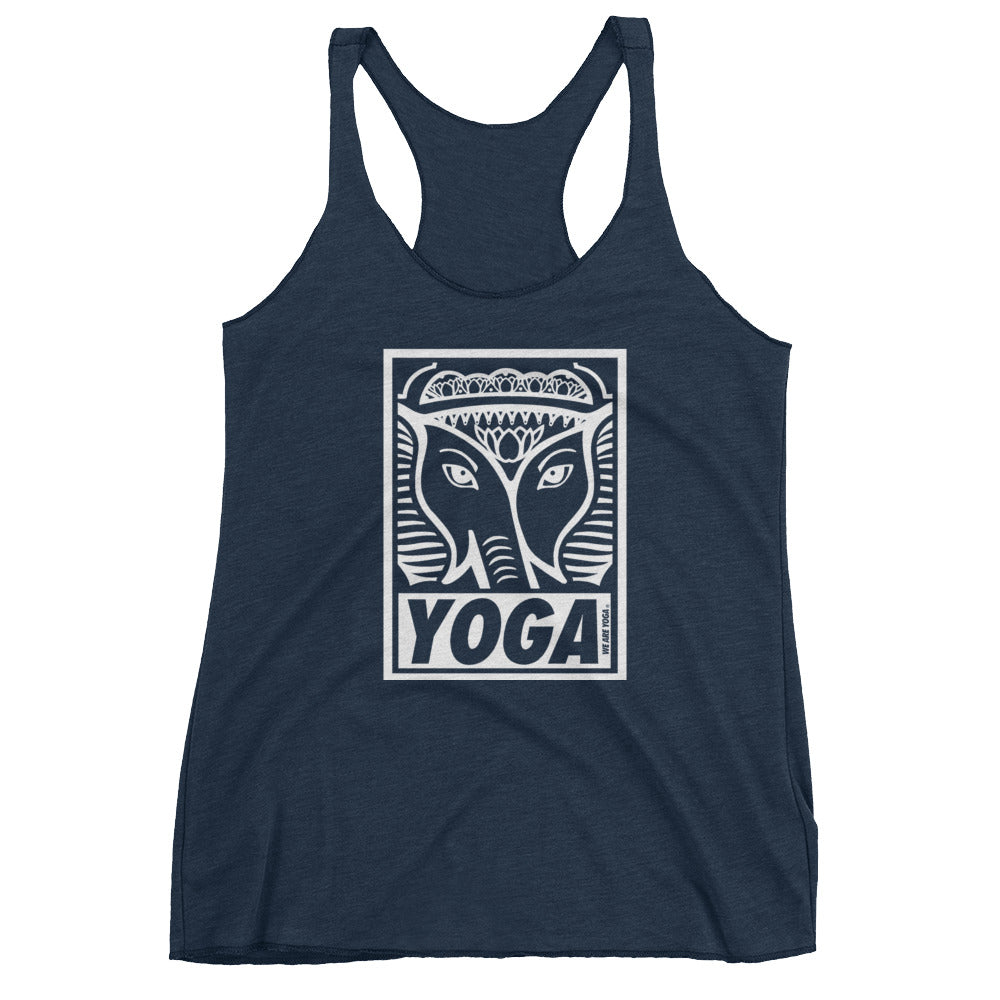 Classic Yoga Stamp Racerback Tank-White