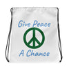 Happy Hippie Babes Give Peace A Chance Drawstring bag