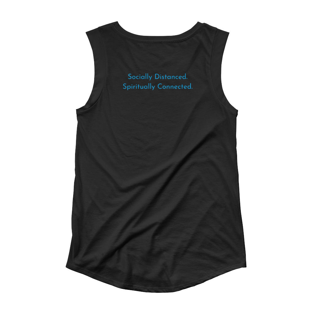 bodē nyc Ladies’ Socially DIstanced. Spiritually Connected Cap Sleeve T-Shirt