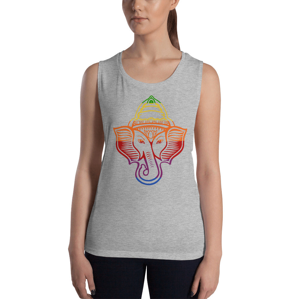 ELEPHANT RAINBOW-Ladies’ Muscle Tank