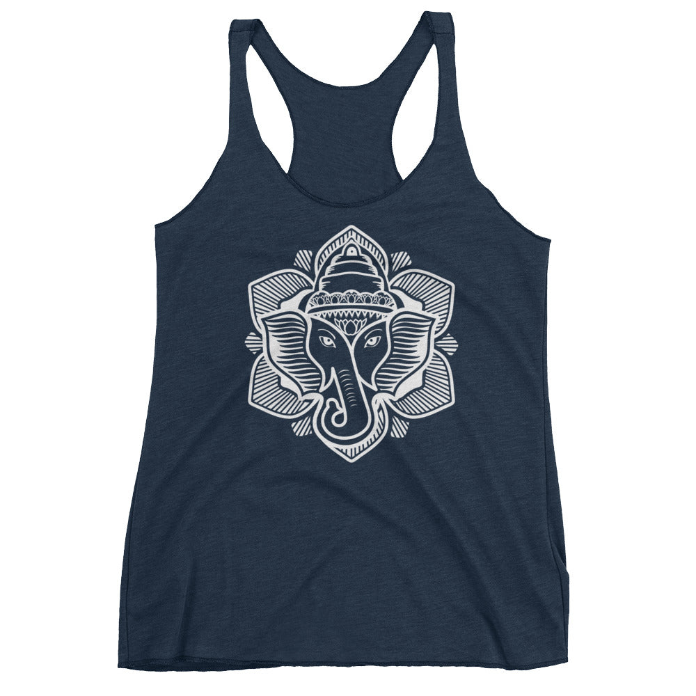 Classic Elephant Lotus Racerback Tri-Blend Tank