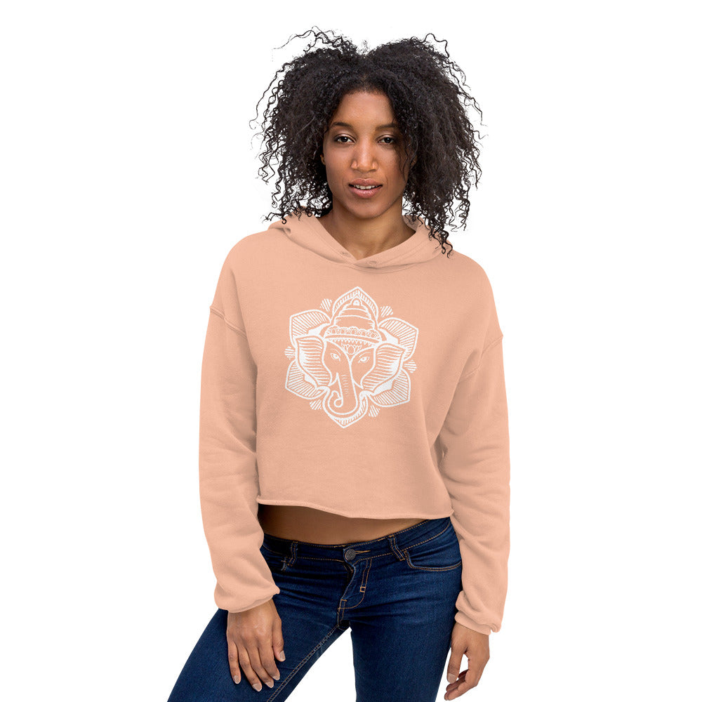 Elephant Lotus Crop Hoodie