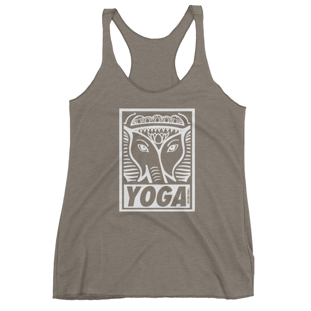 Classic Yoga Stamp Racerback Tank-White