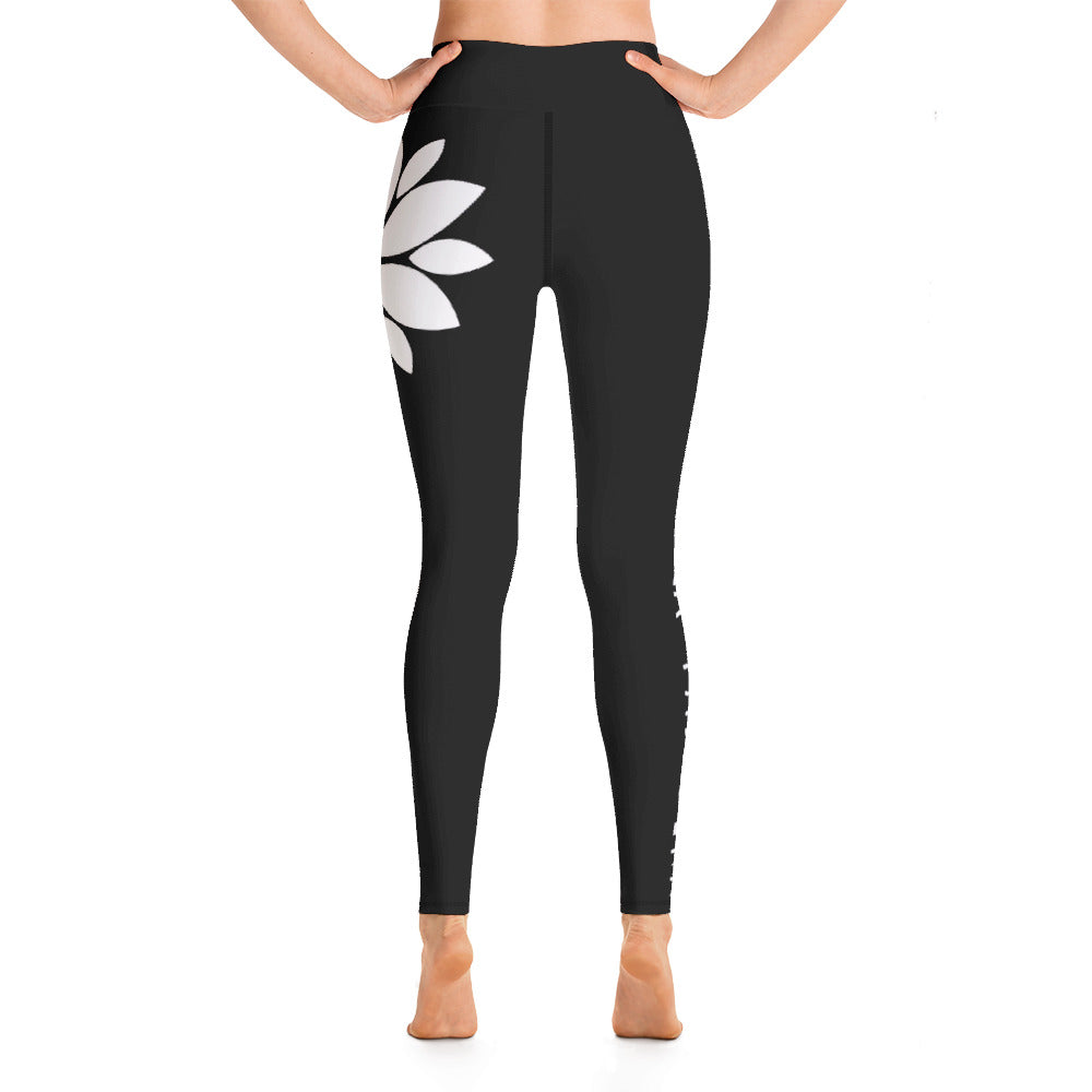 Hot Yoga Pasadena-Flower Hip Black Leggings