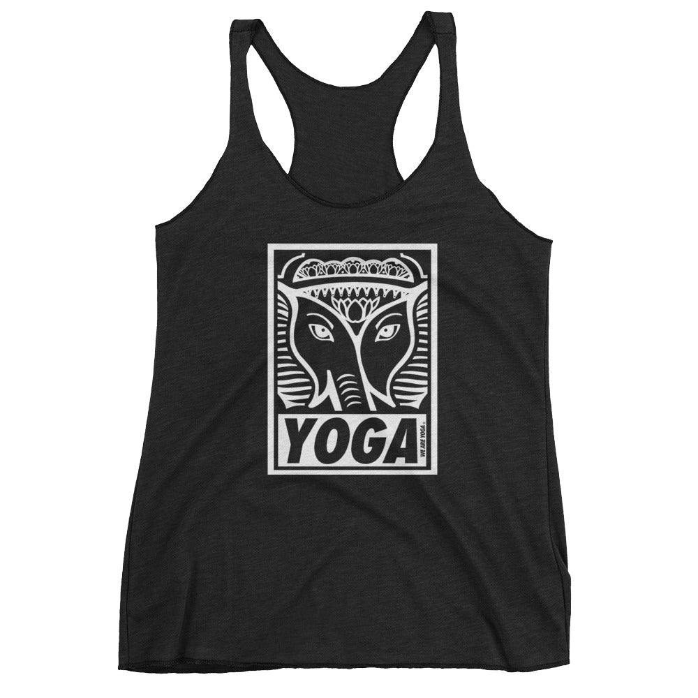 Classic Yoga Stamp Racerback Tank-White