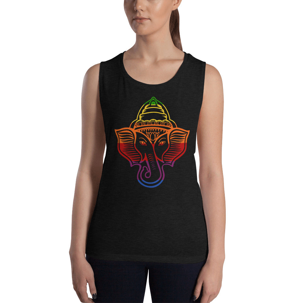 ELEPHANT RAINBOW-Ladies’ Muscle Tank