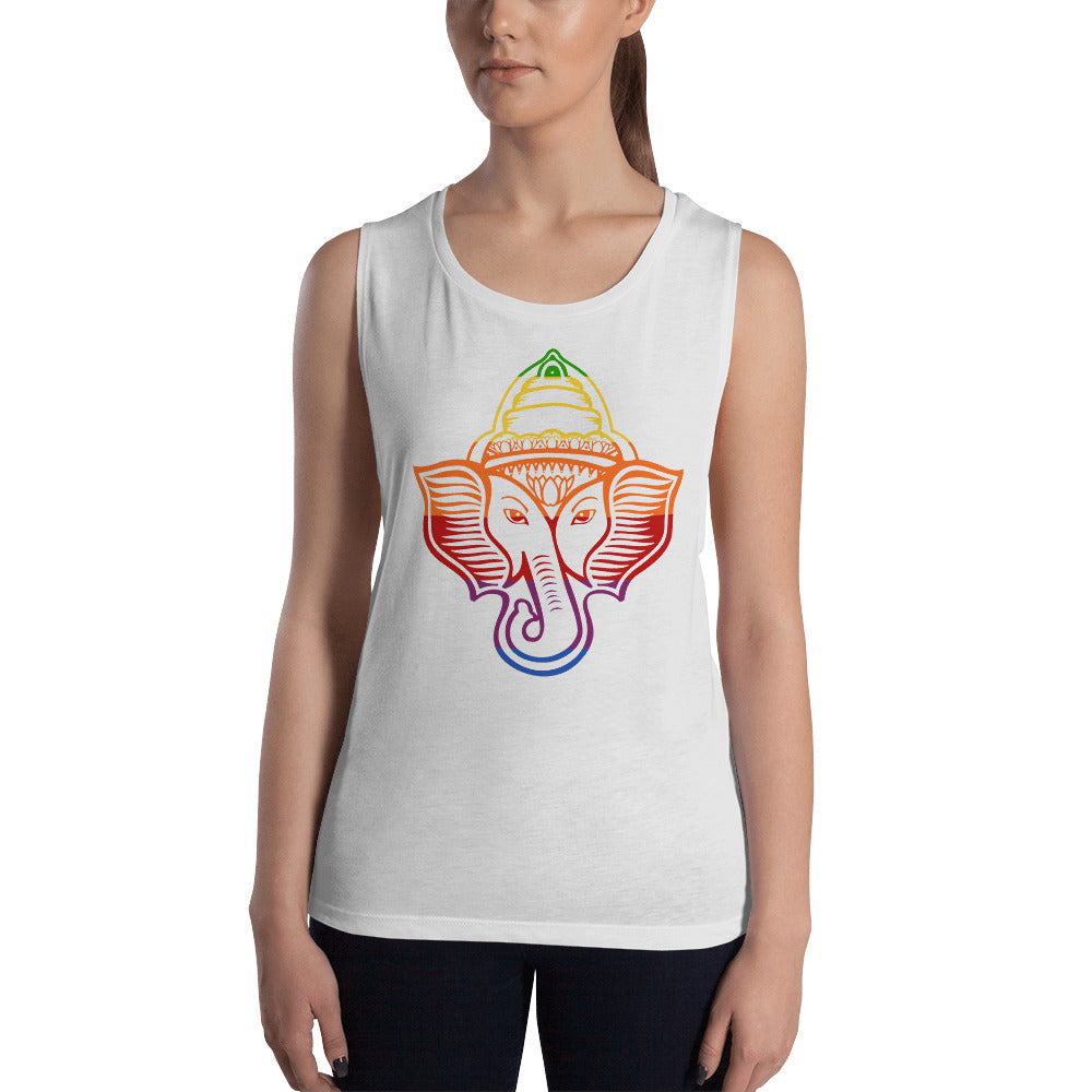 ELEPHANT RAINBOW-Ladies’ Muscle Tank