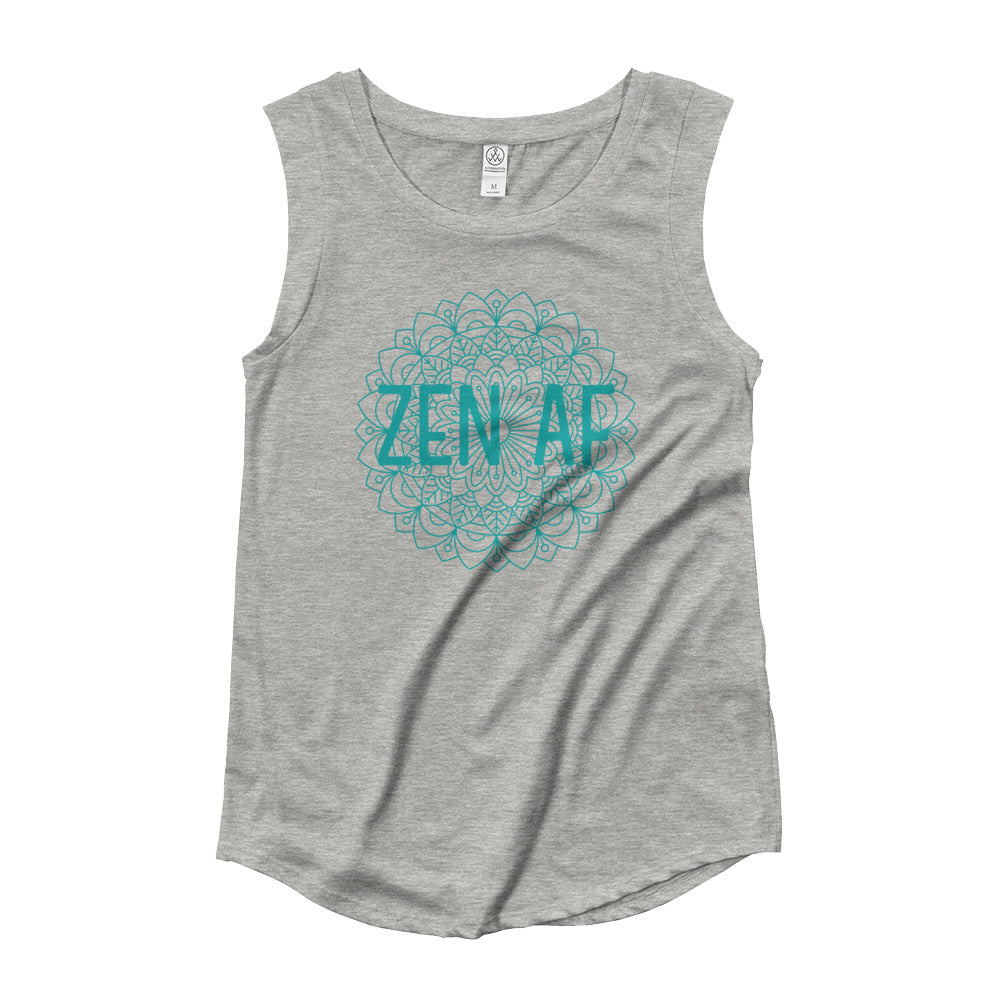 M3Yoga-Zen AF Back Logo-Ladies’ Cap Sleeve T-Shirt