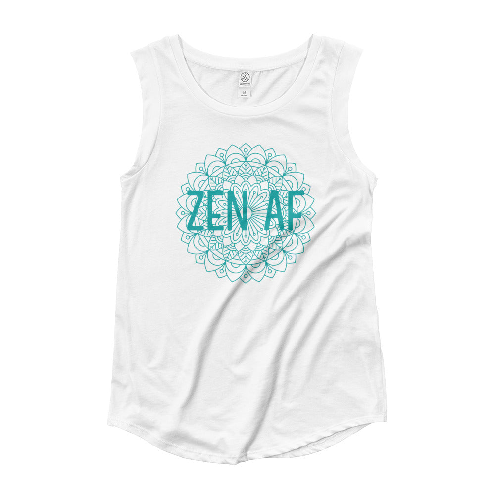 M3Yoga-Zen AF Back Logo-Ladies’ Cap Sleeve T-Shirt