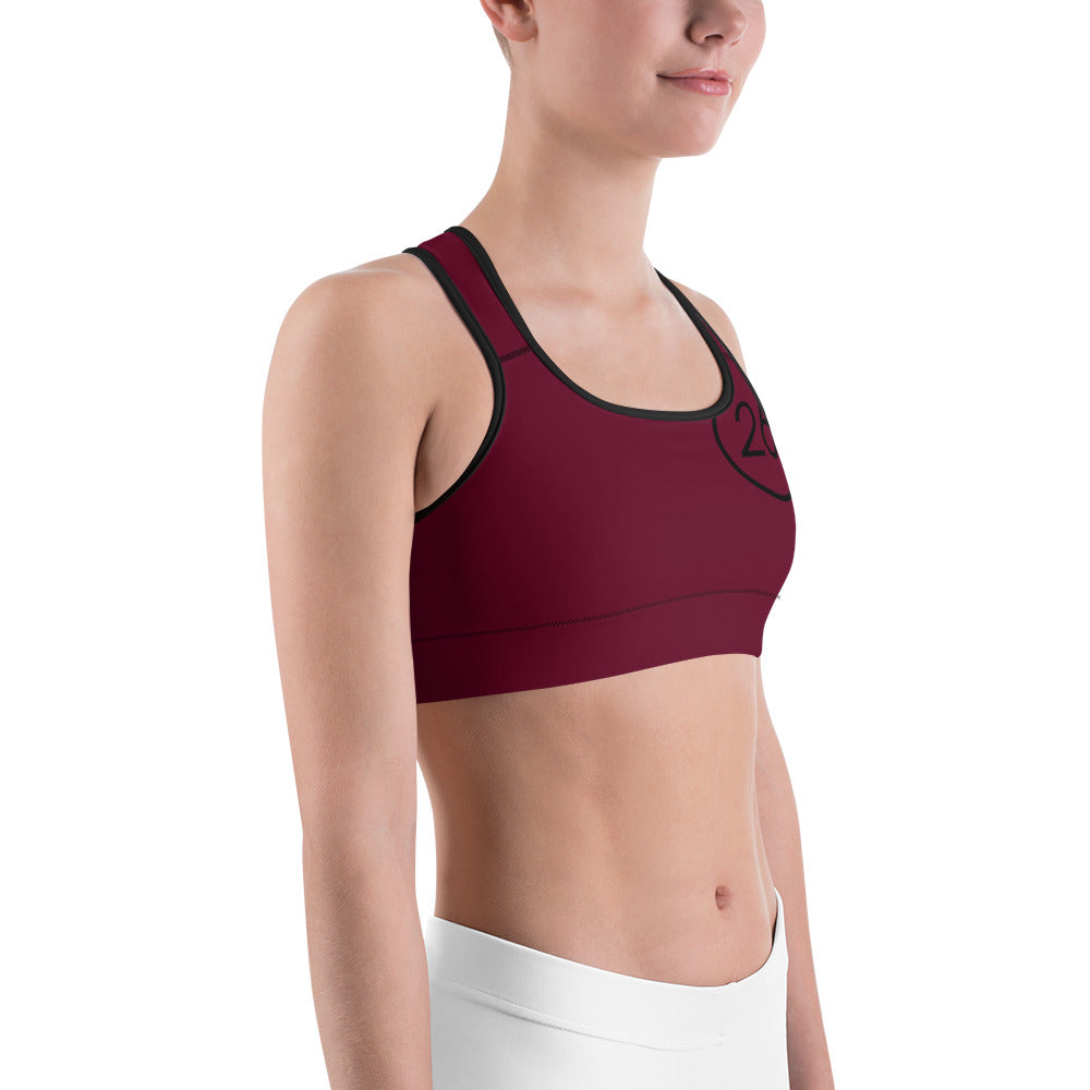 Turbo26-Sports Bra Maroon 26 Logo