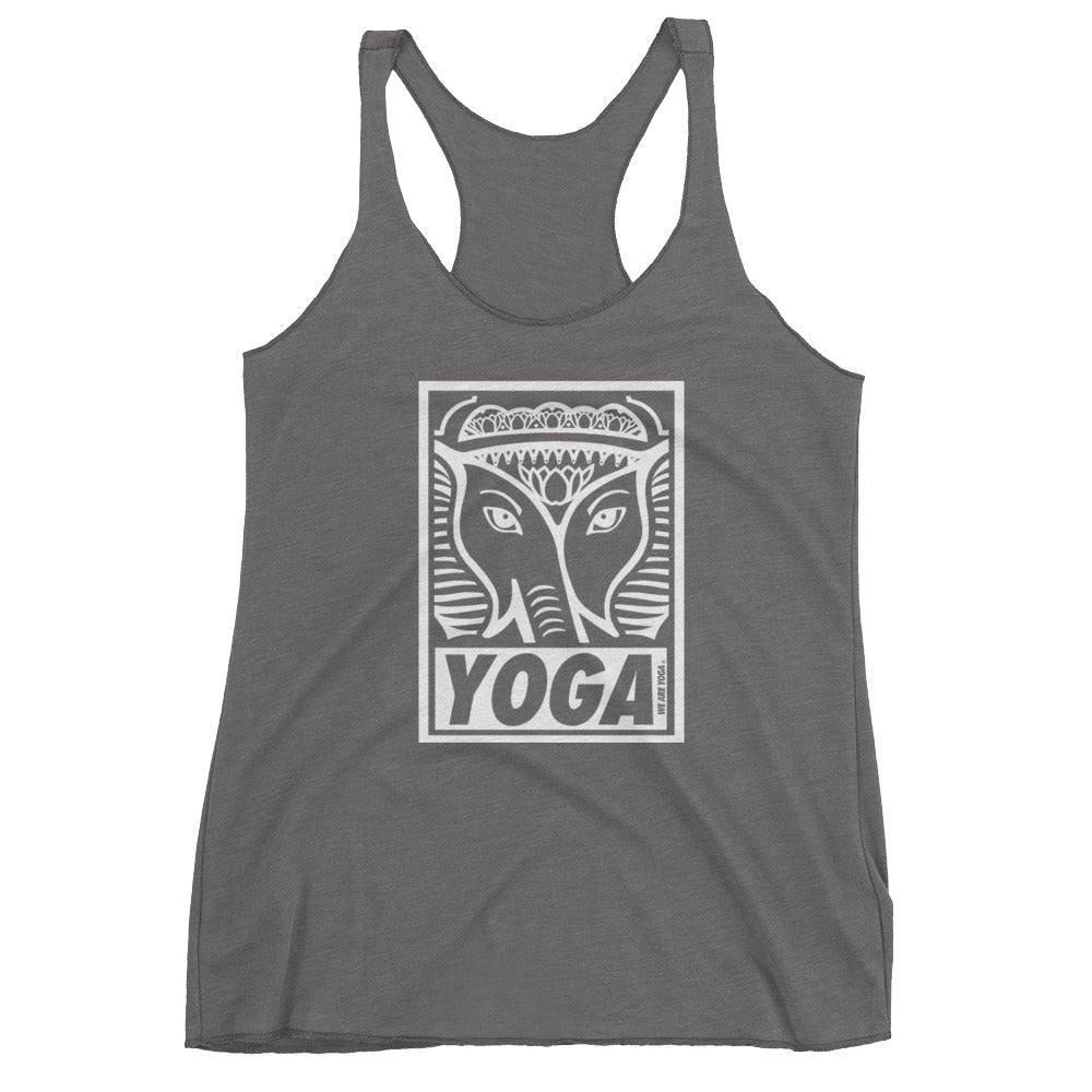Classic Yoga Stamp Racerback Tank-White
