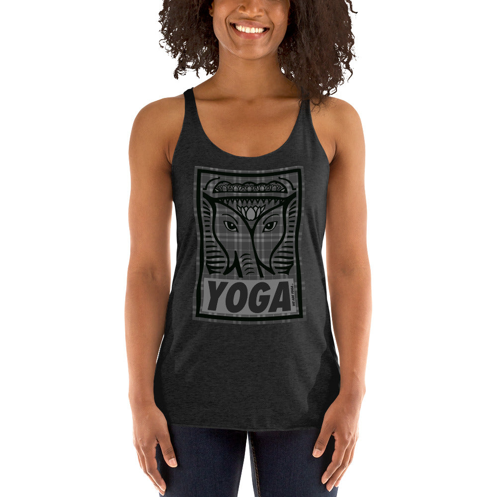 Vintage Black Plaid Yoga Stamp Tank