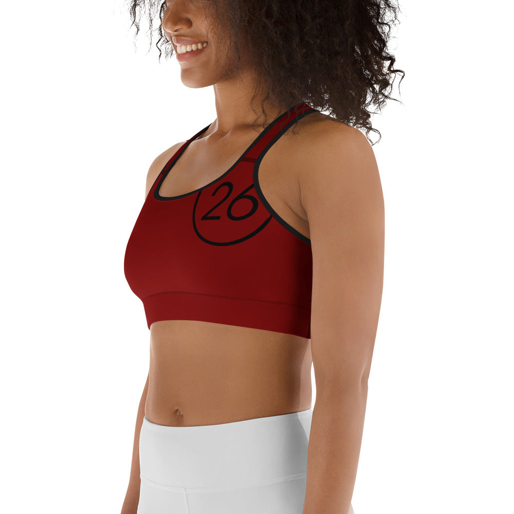 Turbo26-Sports Bra Maroon II 26 Logo