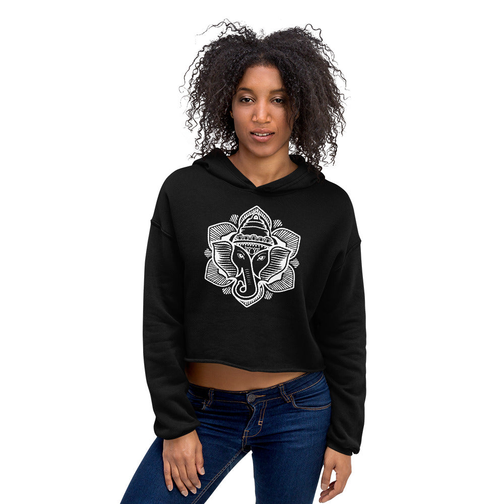 Elephant Lotus Crop Hoodie
