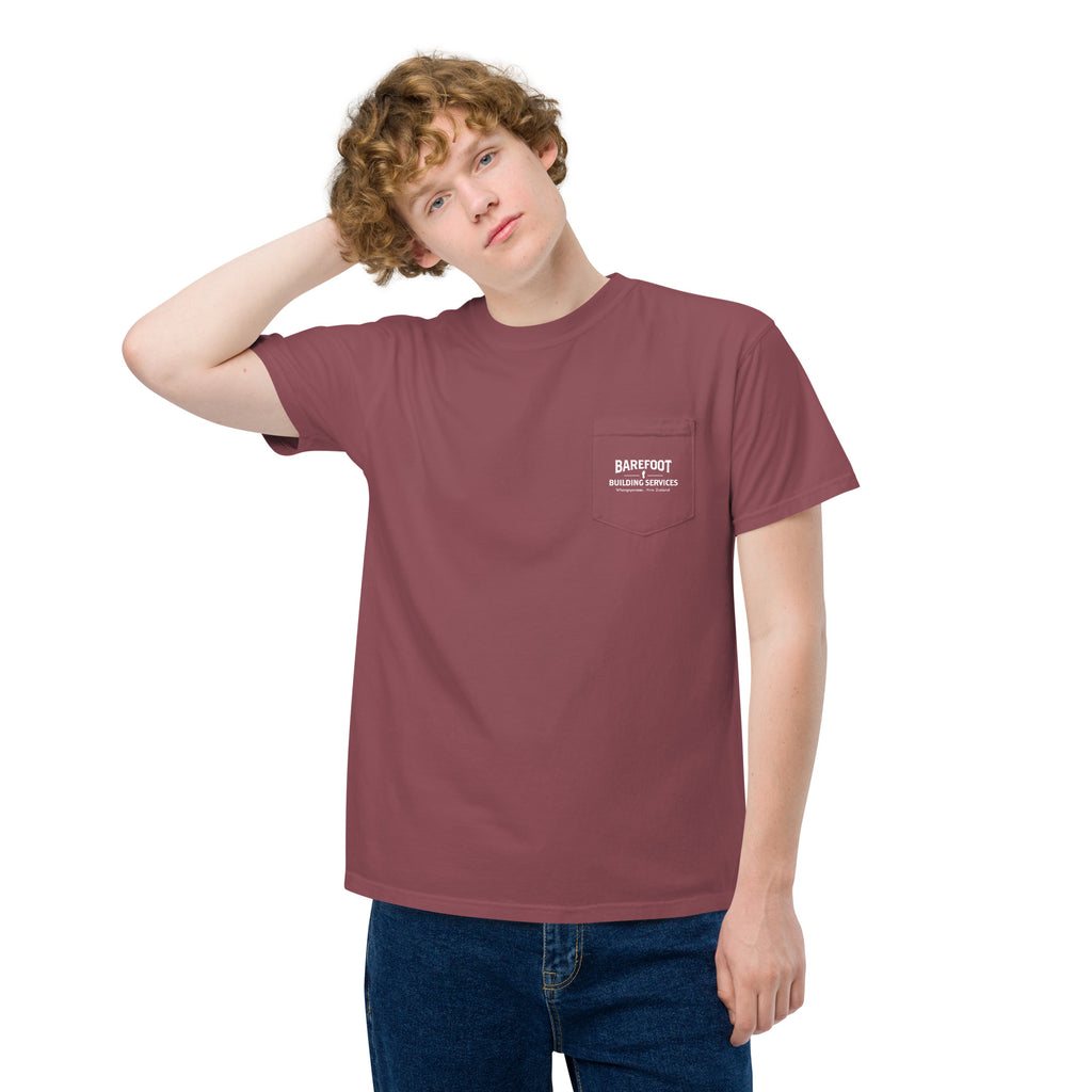 Barefoot Building-Unisex garment-dyed pocket t-shirt