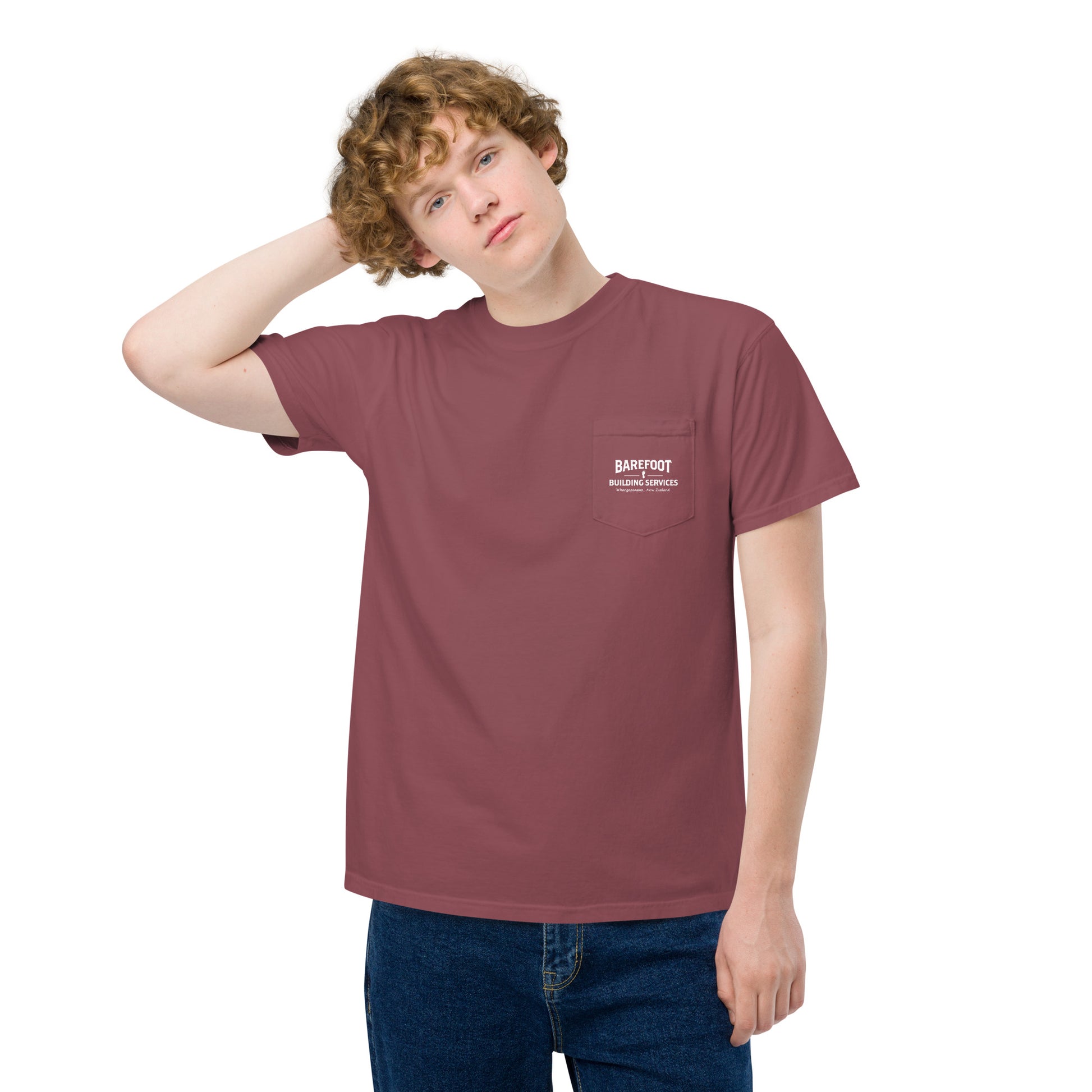 Barefoot Building-Unisex garment-dyed pocket t-shirt