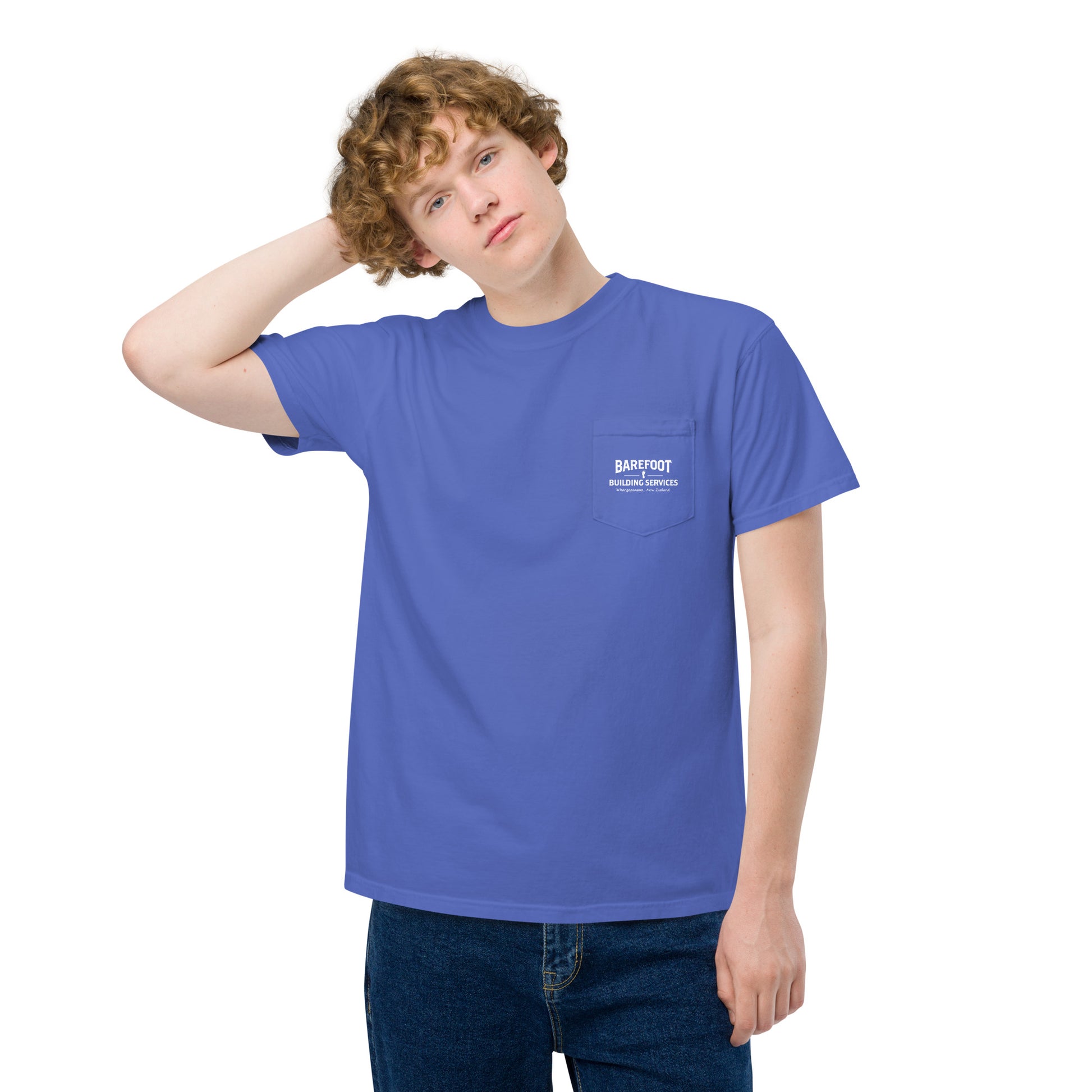 Barefoot Building-Unisex garment-dyed pocket t-shirt
