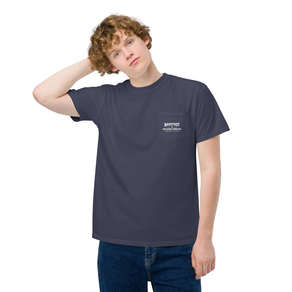 Barefoot Building-Unisex garment-dyed pocket t-shirt