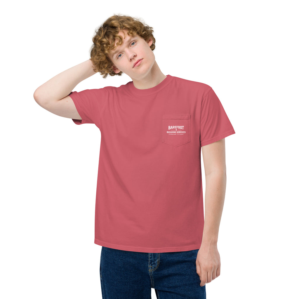 Barefoot Building-Unisex garment-dyed pocket t-shirt