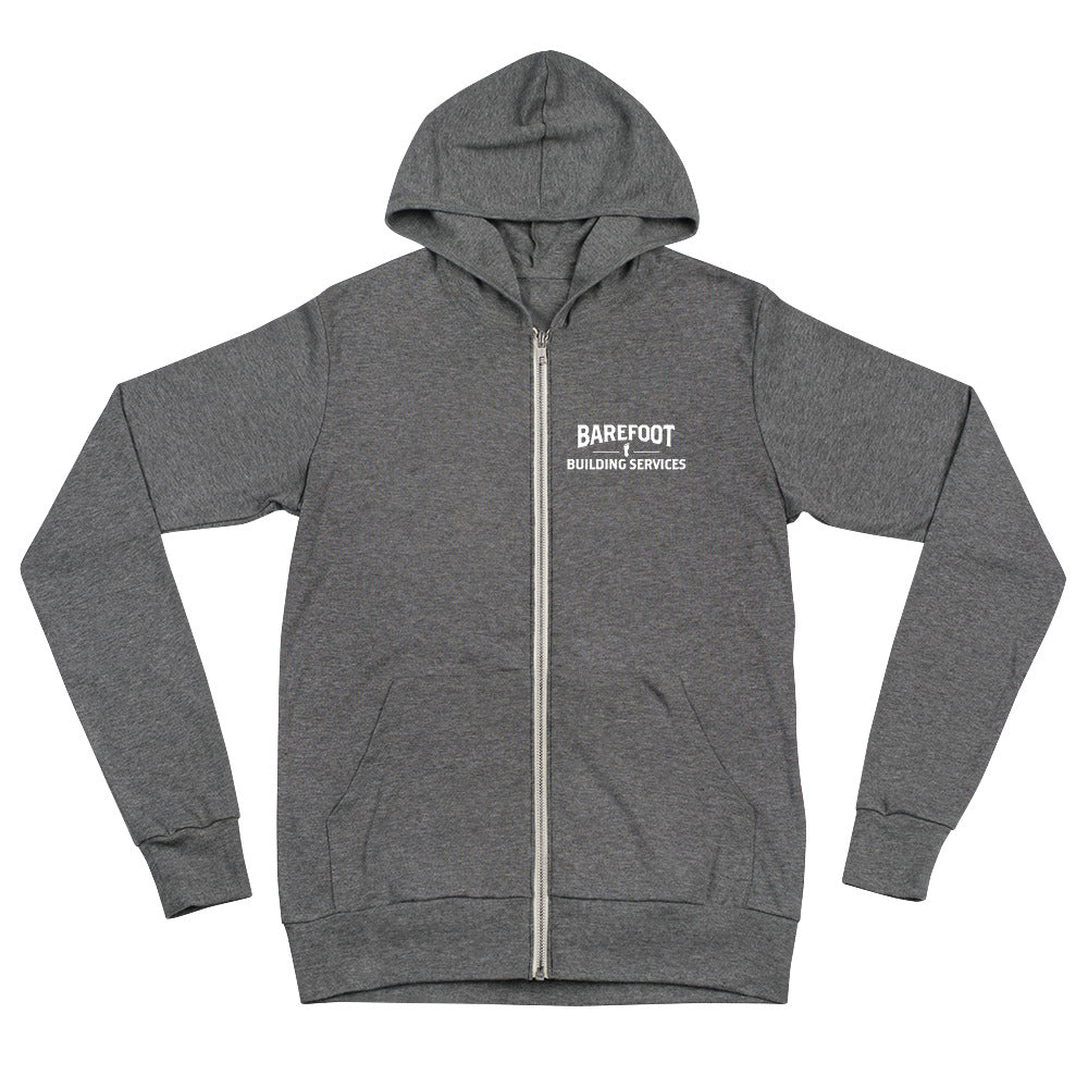 Barefoot Building Services-Unisex zip hoodie