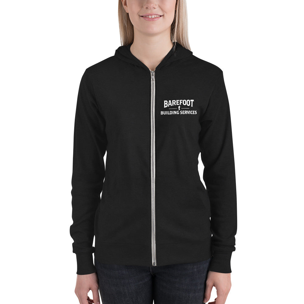 Barefoot Building Services-Unisex zip hoodie