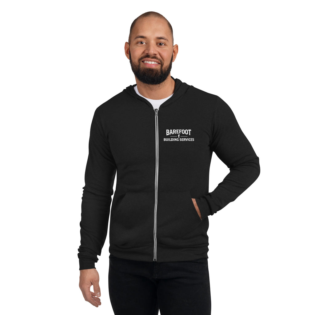 Barefoot Building Services-Unisex zip hoodie